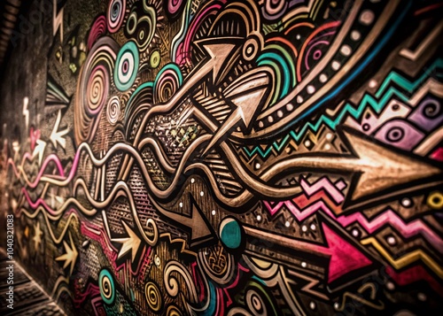 Wallpaper Mural Trendy Childish Doodle Arrow Pattern with Squiggles and Swirls for Playful Backgrounds Torontodigital.ca