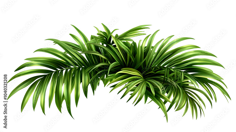 Lush tropical palm leaves isolated on a transparent background showcasing vibrant green foliage for botanical decor, PNG Lush tropical palm leaves isolated on a transparent background showcasing vibrant green foliage for botanical decor, PNG