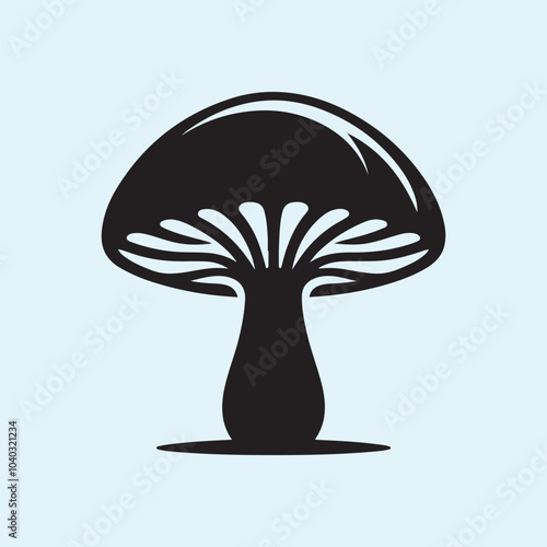 Editable Black Mushroom Silhouette Vector Illustration with Transparent Background