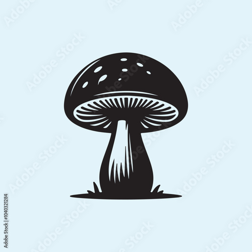 Editable Black Mushroom Silhouette Vector Illustration with Transparent Background