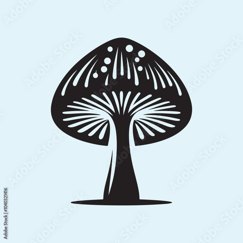 Editable Black Mushroom Silhouette Vector Illustration with Transparent Background