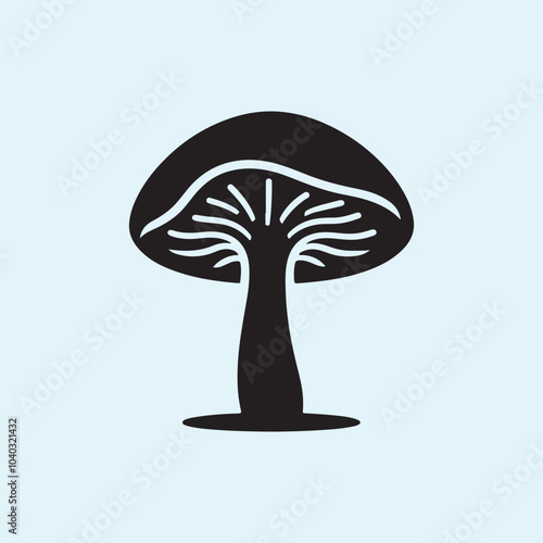 Editable Black Mushroom Silhouette Vector Illustration with Transparent Background