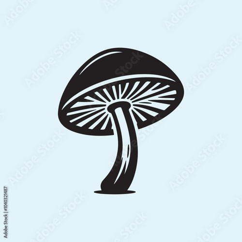 Editable Black Mushroom Silhouette Vector Illustration with Transparent Background