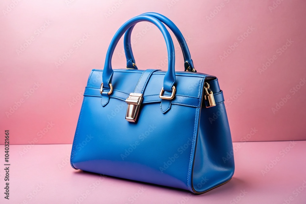 Trendy Smooth Youth Handbag in Gentle Blue on Light Pink Background for Fashion Lovers Trendy Smooth Youth Handbag in Gentle Blue on Light Pink Background for Fashion Lovers
