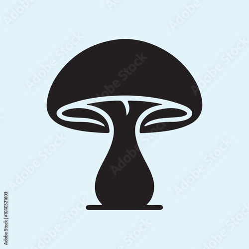 Editable Black Mushroom Silhouette Vector Illustration with Transparent Background