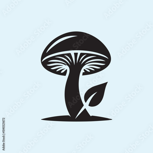 Editable Black Mushroom Silhouette Vector Illustration with Transparent Background