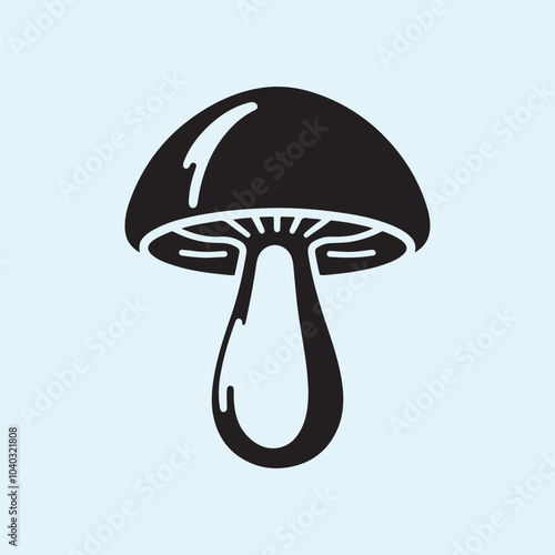 Editable Black Mushroom Silhouette Vector Illustration with Transparent Background