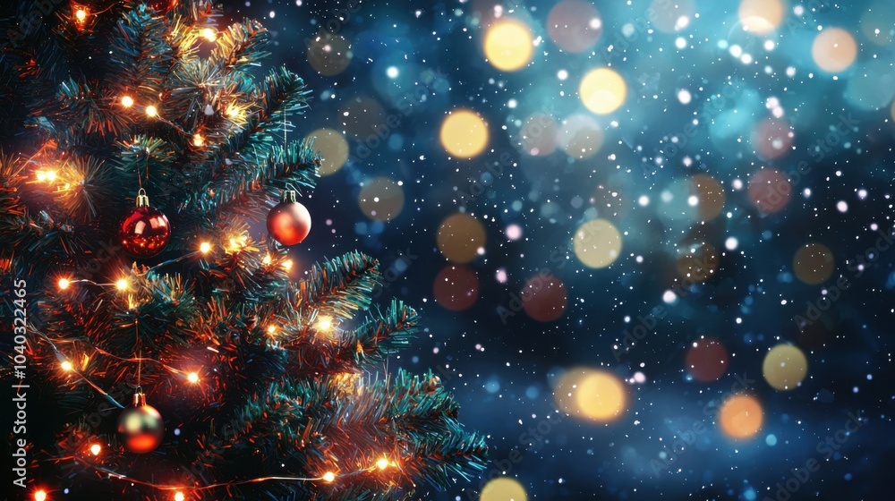 Defocused Christmas tree. Defocused Lights. Christmas tree background Defocused Christmas tree. Defocused Lights. Christmas tree background