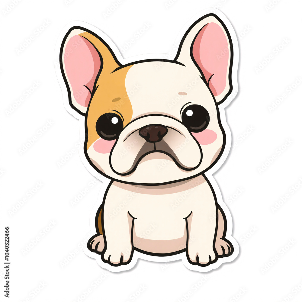 Die-cut sticker of cute Bulldog dog on white background Die-cut sticker of cute Bulldog dog on white background
