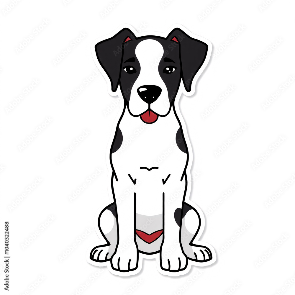 Fototapeta premium Die-cut sticker of cute Great Dane dog on white background