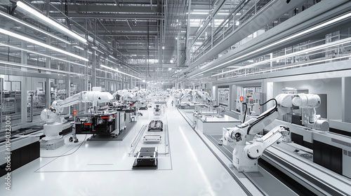 Wallpaper Mural Industrial Robot Arms on Conveyor Belt in Modern Factory Torontodigital.ca