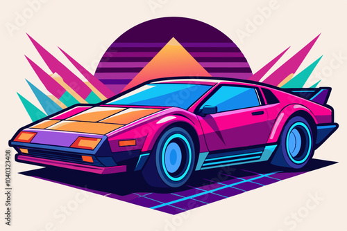 Retro Futuristic Car in Vector Style vector illustration
