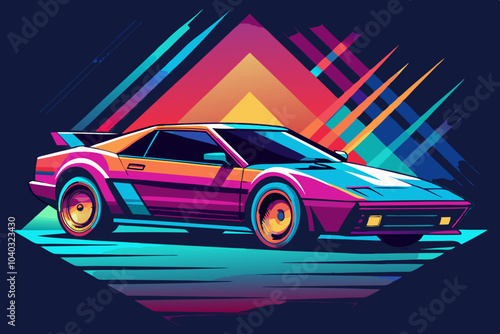 Retro Futuristic Car in Vector Style vector illustration