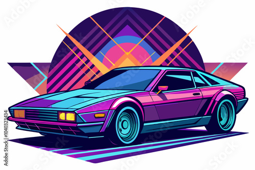 Retro Futuristic Car in Vector Style vector illustration