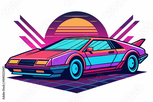 Retro Futuristic Car in Vector Style vector illustration