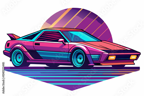 Retro Futuristic Car in Vector Style vector illustration