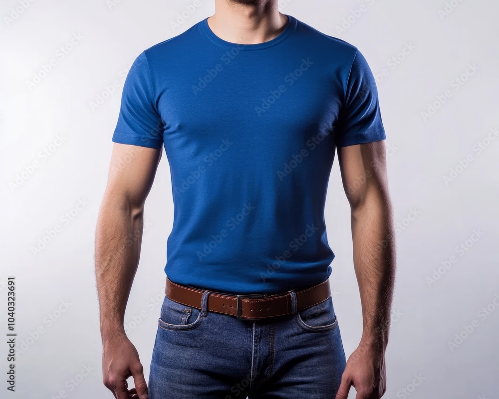 Obraz premium A blank blue t-shirt for mockup