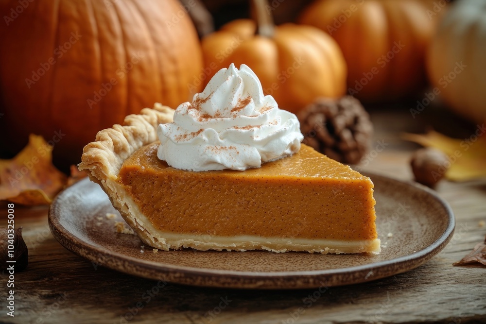 Slice of pumpkin pie with whipped cream plate cheesecake dessert. Slice of pumpkin pie with whipped cream plate cheesecake dessert.