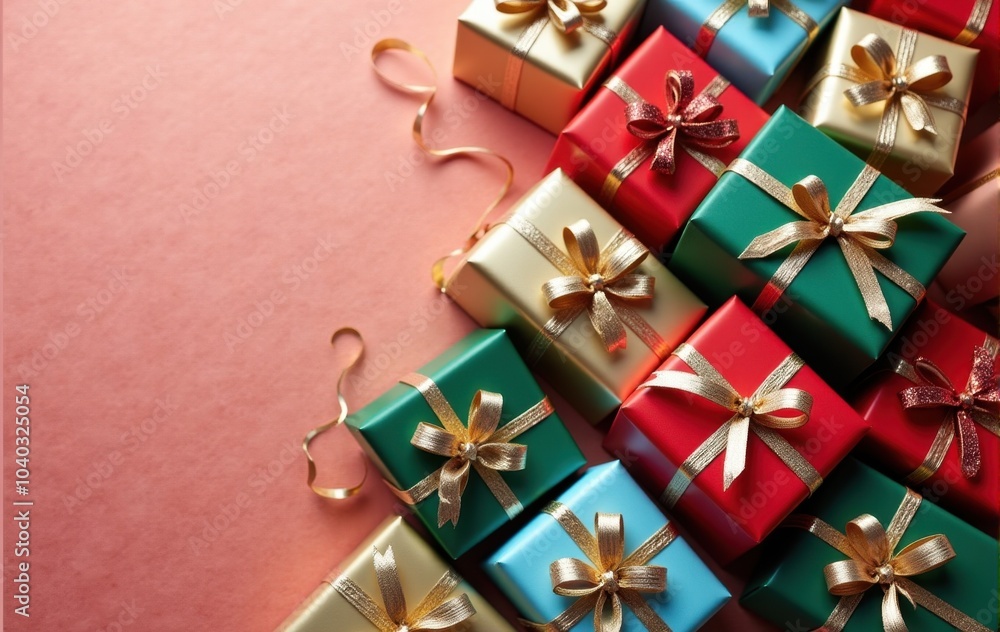 Holiday season gift wrapping with ribbons and bows. Holiday season gift wrapping with ribbons and bows.