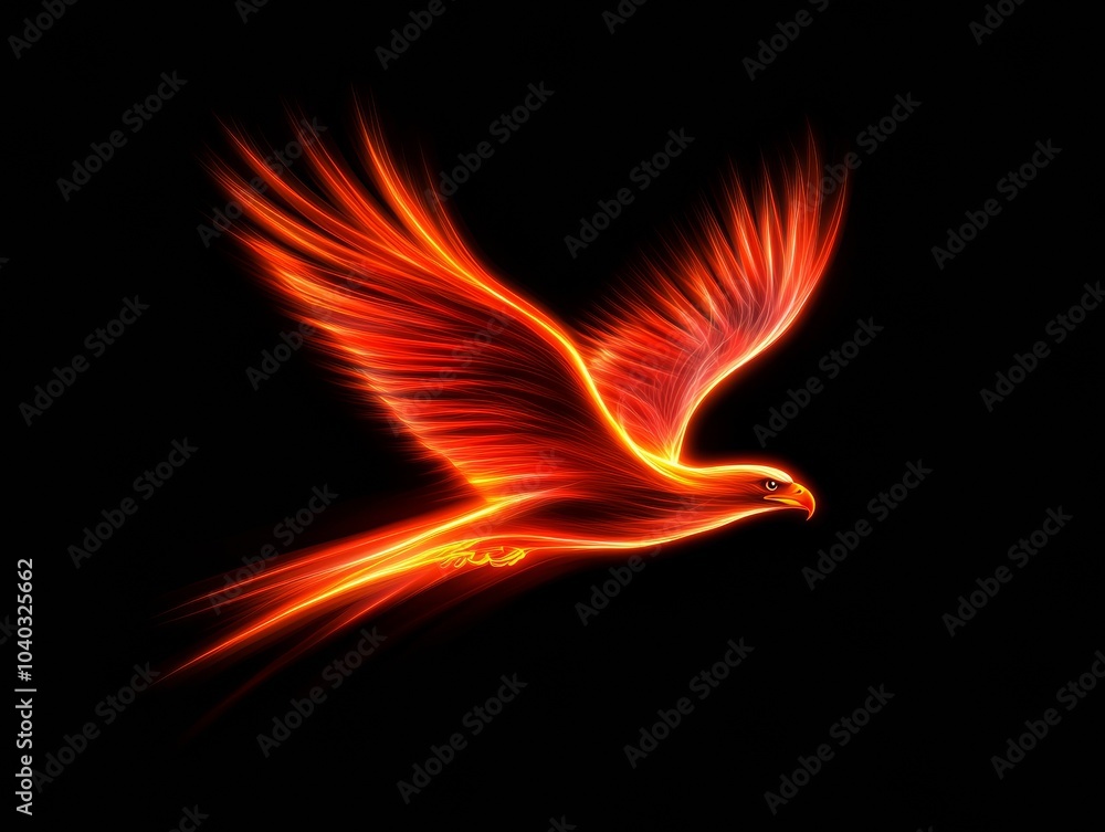 Fototapeta premium Illustration of a bird with outline neon colors