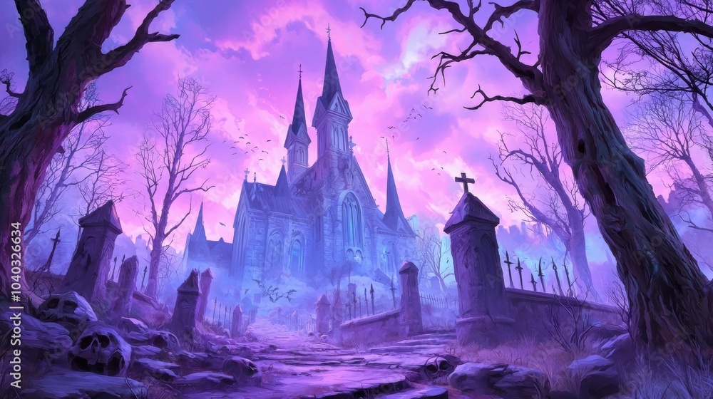 Haunted castle under a purple sky Haunted castle under a purple sky