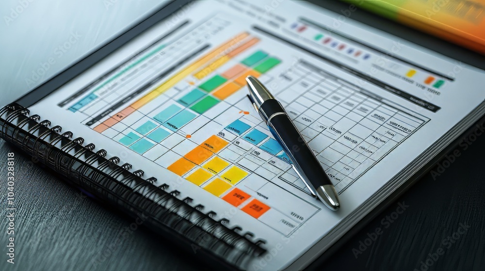 Risk management matrix chart with pen and organizer book. management risk. Ultra realistic. Photorealistic Risk management matrix chart with pen and organizer book. management risk. Ultra realistic. Photorealistic