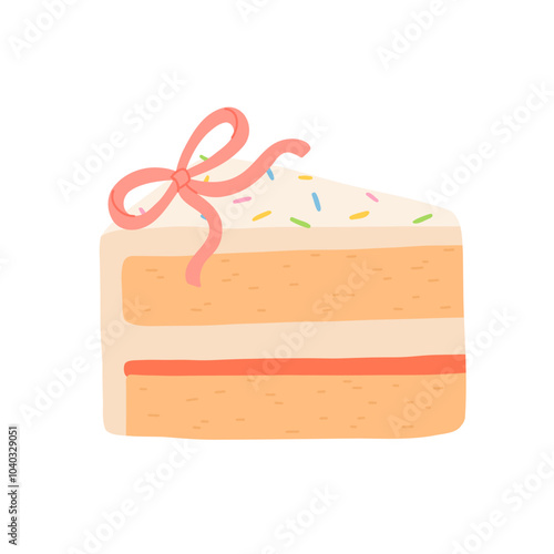 Birthday cake slices set. Sweet holiday bakery pieces collection. Pastry chocolate fruit, berry dessert with candles for breakfast. Vector hand drawn flat cartoon illustration