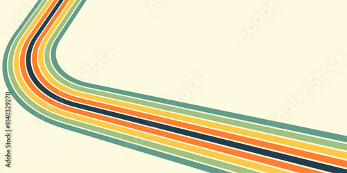 Retrofuturism poster design in trendy retro line style. Modern art poster retro vintage style 70s stripes background template lines shapes vector design