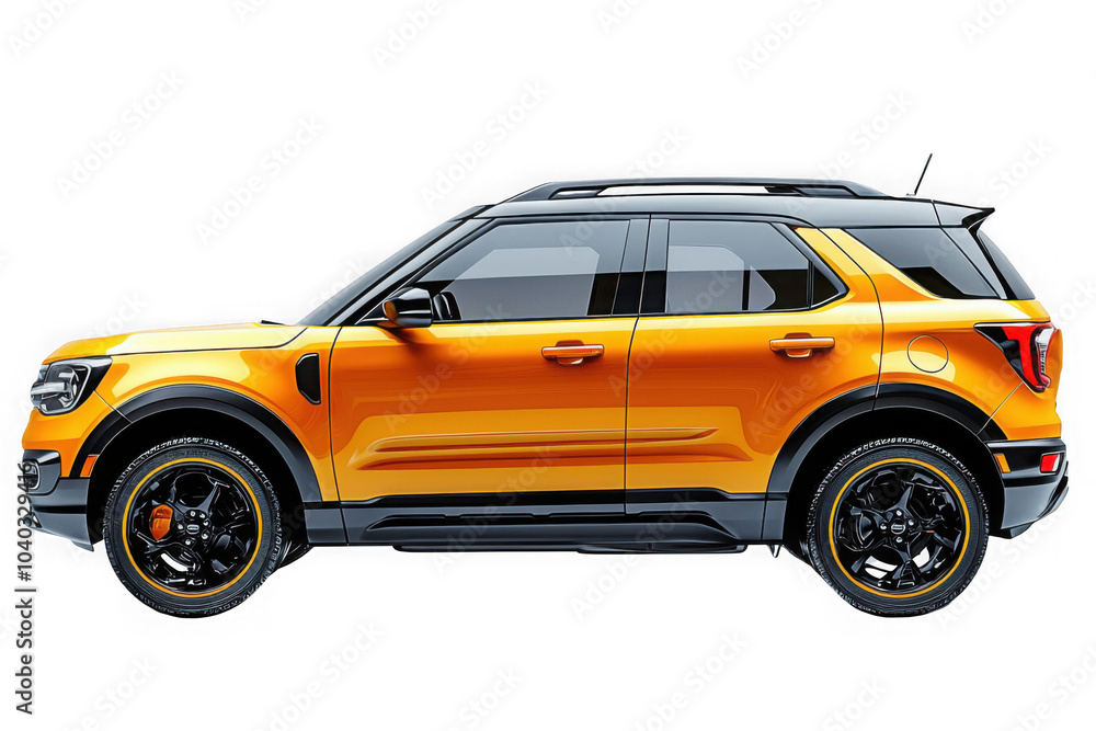 Orange SUV car isolated on transparent background, png file, no background png file