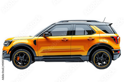 Obraz na płótnie Orange SUV car isolated on transparent background, png file, no background png file w salonie