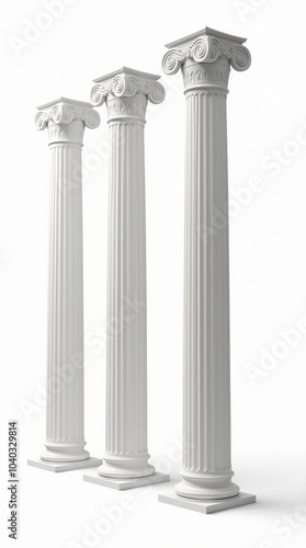 Elegant Greek columns isolated on a white background