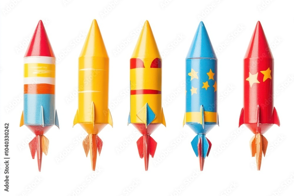 Firework rockets set space-themed collection. Firework rockets set space-themed collection.