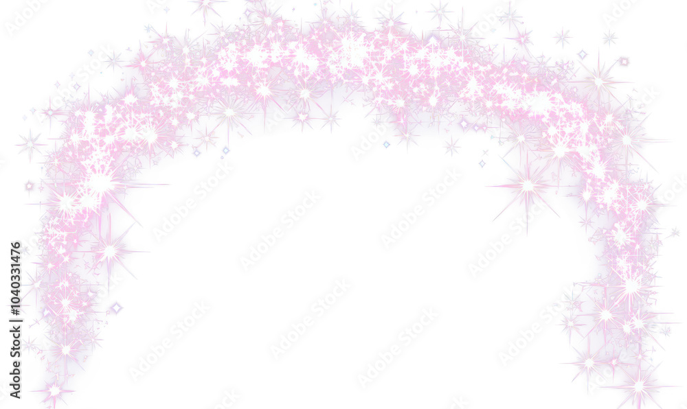 Shimmering pink sparkle arch with stars isolate on transparent background, cutout, png Shimmering pink sparkle arch with stars isolate on transparent background, cutout, png