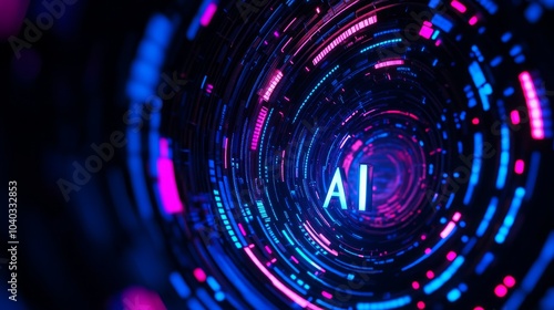 AI logo with the letters 'AI' in bold, Technology, Blue Tone