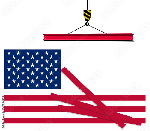 Φωτογραφία A broken USA flag is being rebuilt  a 3-d illustration about rebuilding America