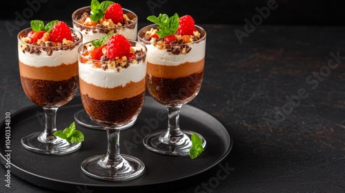 Elegant Dessert Cups with Chocolate and Berries