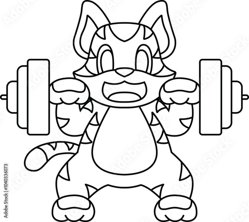 Tiger Bodybuilder Dumbbell Bodybuilding Animal Vector Graphic Art Illustration