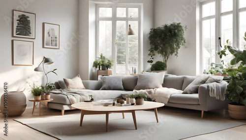 Modern Scandinavian-Style Living Room with Natural Elements