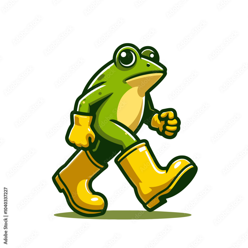 cute frog character walking in rainy weather cute frog character walking in rainy weather