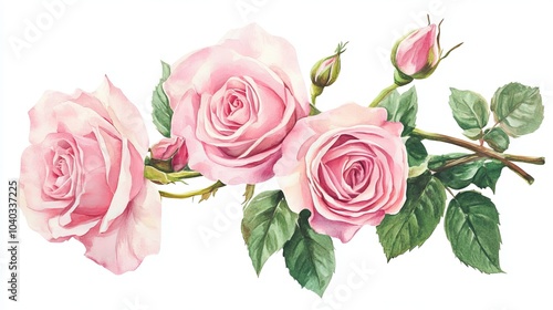  Elegant Vintage Pink Roses Bouquet Painting for Wall Art