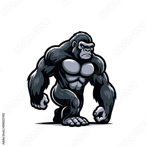 Gorilla mascot. Modern isolated vector character