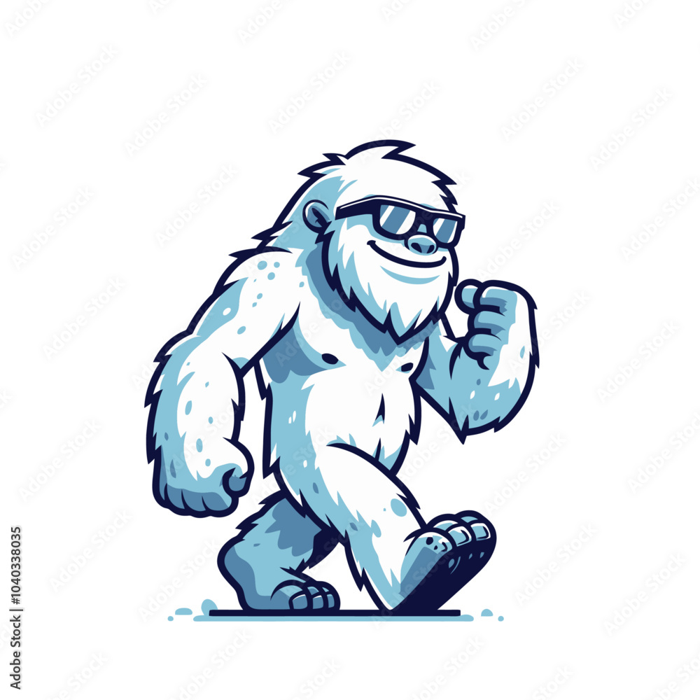 Fototapeta premium Mysterious beast modern style cool yeti with sunglasses sports logo mascot