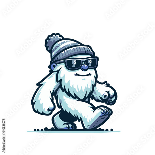 Mysterious beast modern style cool yeti with sunglasses sports logo mascot