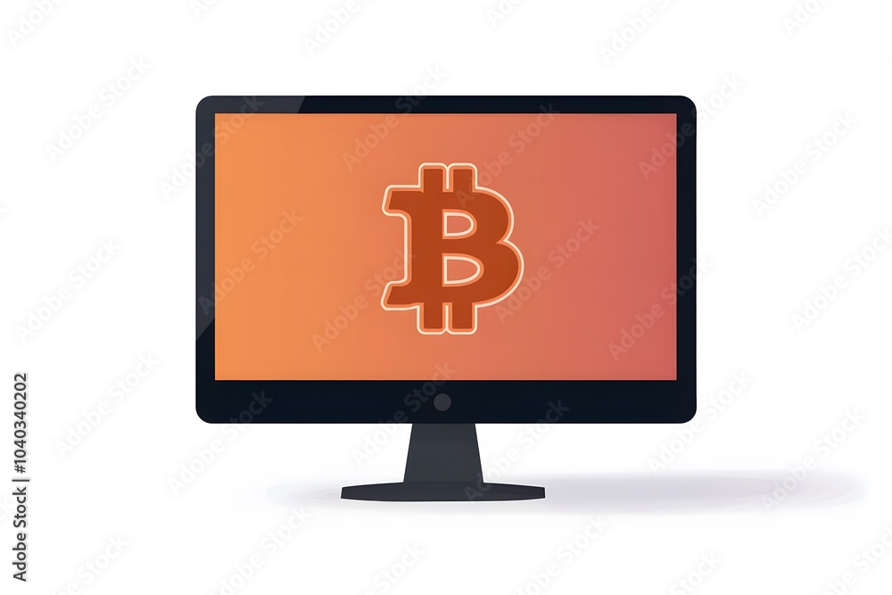 digital bitcoin cryptocurrency on the monitor of the computer, representing technology, blockchain and currency digital bitcoin cryptocurrency on the monitor of the computer, representing technology, blockchain and currency