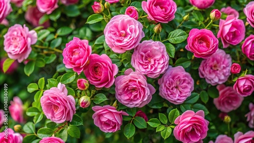Wallpaper Mural Aerial view of pink flowers on rose bush blooming Torontodigital.ca