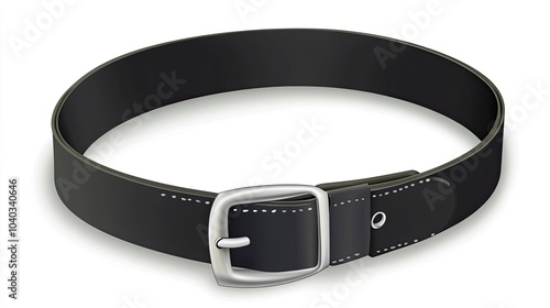 Black belt with silver buckle on a white background