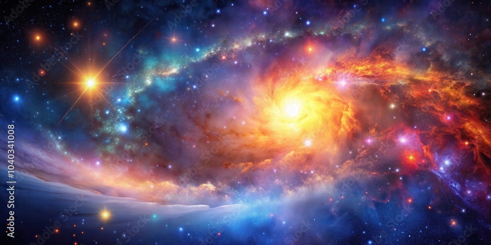 Fototapeta premium Vibrant space galaxy background with bright stars and nebulae, galaxy, space, cosmic, stars, astronomy, universe, background