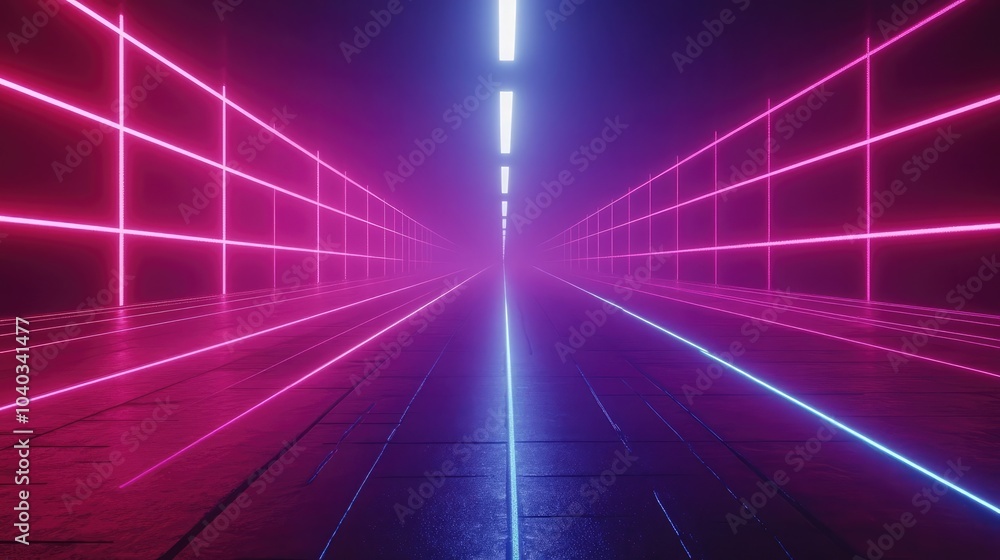 Retro synthwave background with neon laser grids, ideal for futuristic or retro-themed designs Retro synthwave background with neon laser grids, ideal for futuristic or retro-themed designs