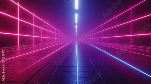 Retro synthwave background with neon laser grids, ideal for futuristic or retro-themed designs