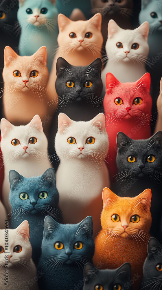 Cute Cartoon Collection of Cats Illustrations Phone Wallpaper Cute Cartoon Collection of Cats Illustrations Phone Wallpaper